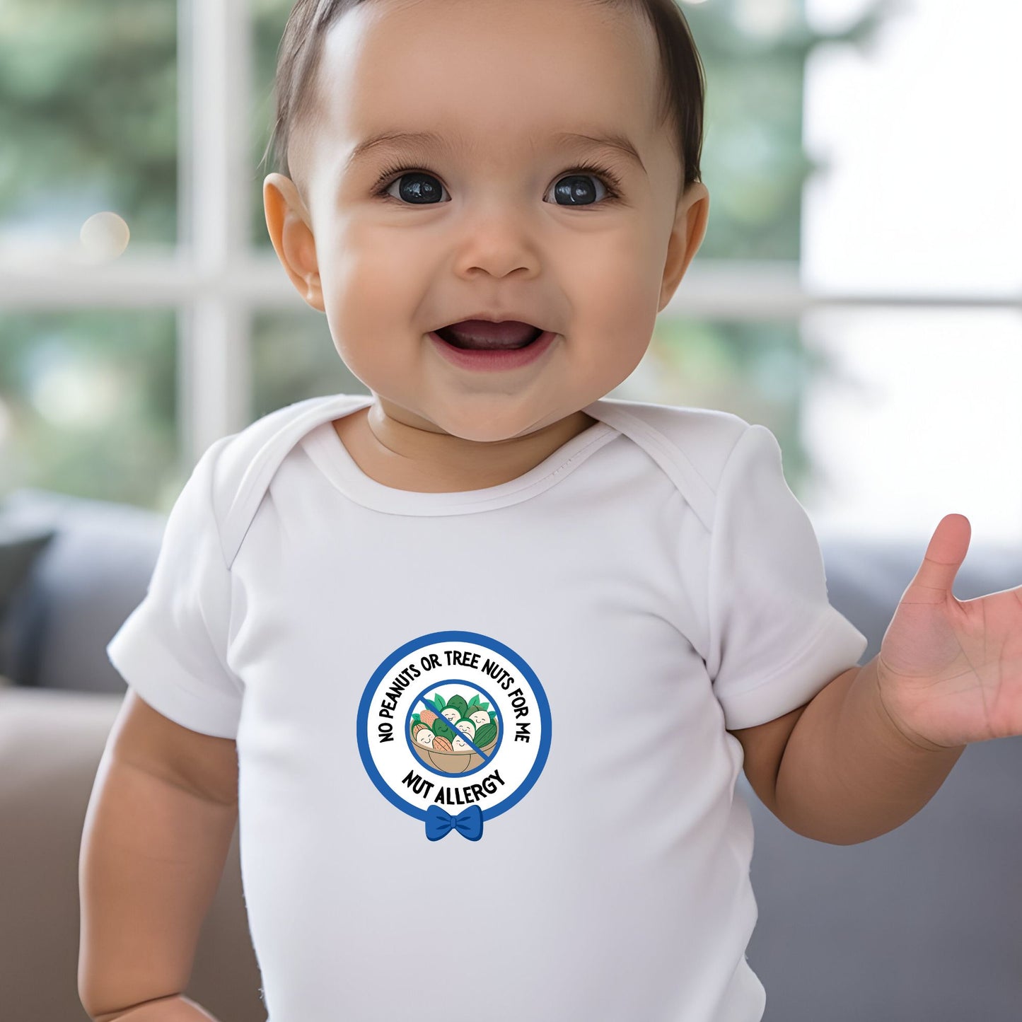 Nut Allergy Blue Logo Short Sleeve Onesie