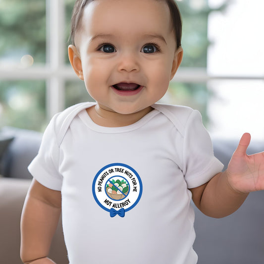 Nut Allergy Blue Logo Short Sleeve Onesie