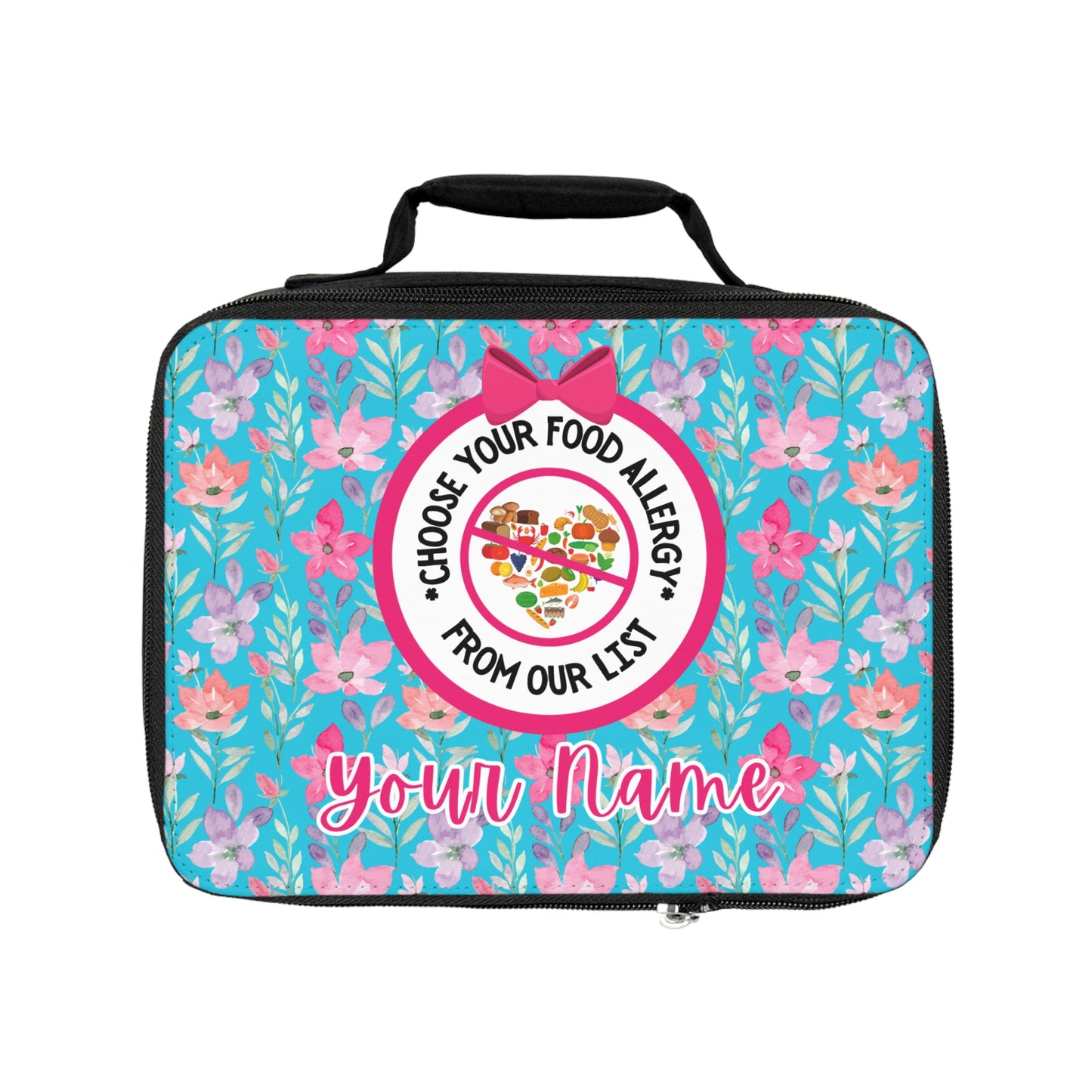 Teal Floral Food Allergy Lunchbox
