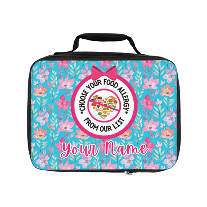 Teal Floral Food Allergy Lunchbox