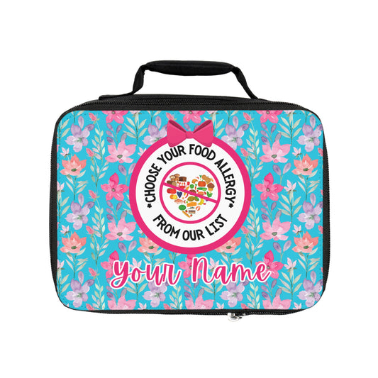Teal Floral Food Allergy Lunchbox