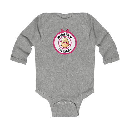 Egg Allergy Pink Logo Long Sleeve Onesie