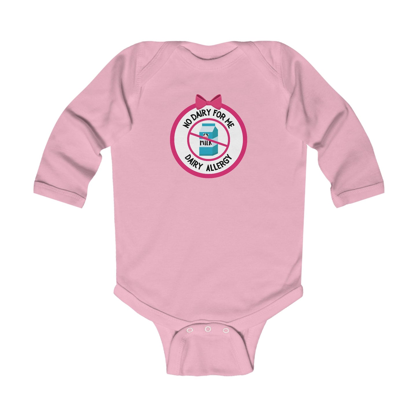 Dairy Allergy Pink Logo Long Sleeve Onesie