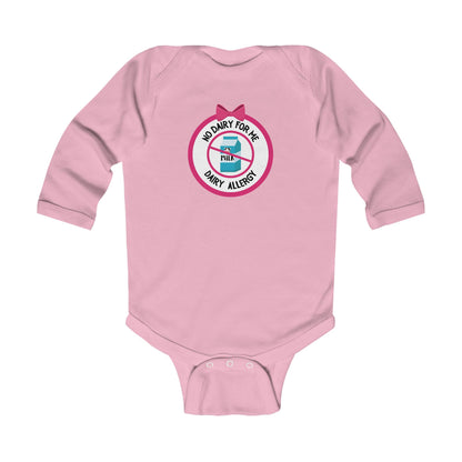 Dairy Allergy Pink Logo Long Sleeve Onesie