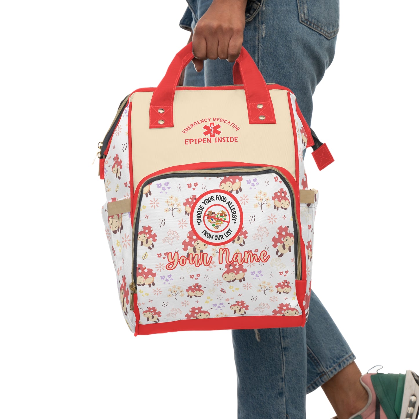 Ladybug Food Allergy Diaper Backpack