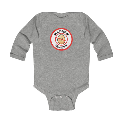 Egg Allergy Red Logo Long Sleeve Onesie