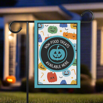Halloween Food Allergy Garden Flag | Non-Food Treats for Kids | Teal Pumpkin Friendly Yard Sign
