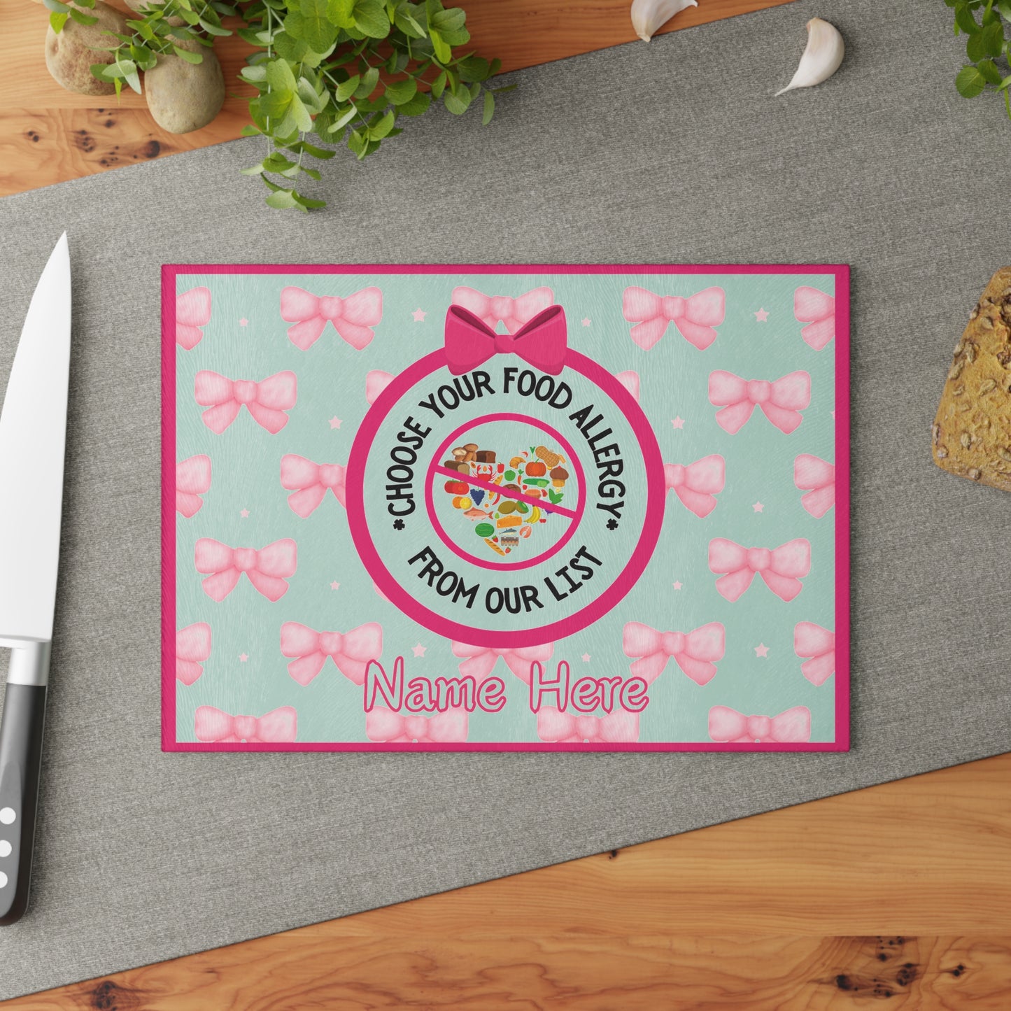 Food Allergy Glass Cutting Board