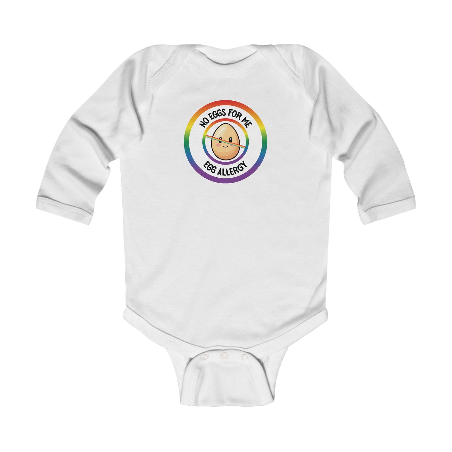 Egg Allergy Rainbow Logo Long Sleeve Onesie