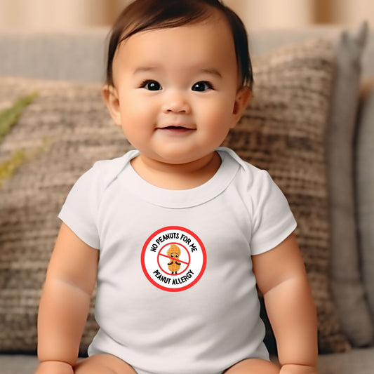 Peanut Allergy Red Logo Short Sleeve Onesie
