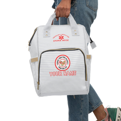 Gray Striped Diaper Backpack