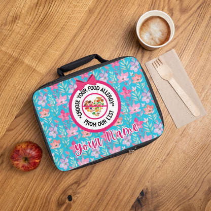 Teal Floral Food Allergy Lunchbox