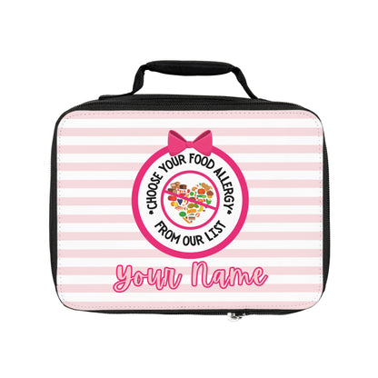 Pink Striped Food Allergy Lunchbox