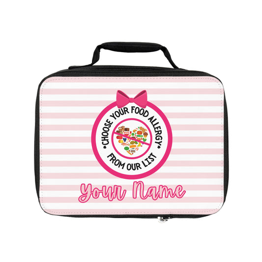 Pink Striped Food Allergy Lunchbox