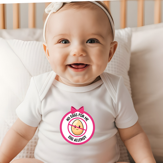 Egg Allergy Pink Logo Short Sleeve Onesie