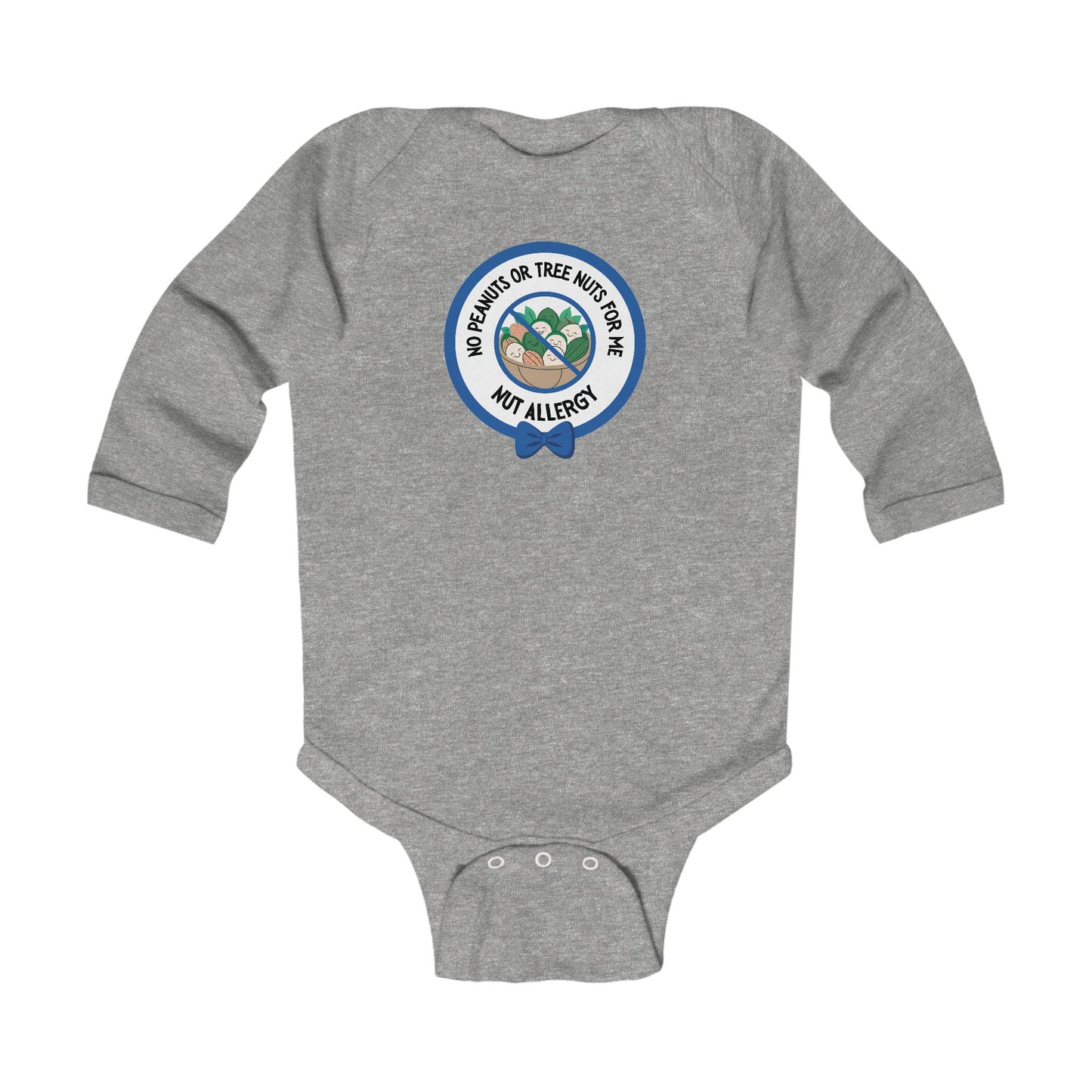 Nut Allergy Blue Logo Long Sleeve Onesie