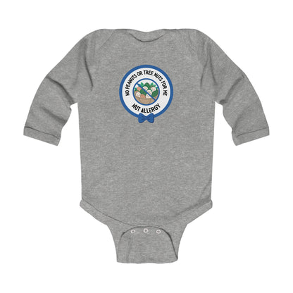 Nut Allergy Blue Logo Long Sleeve Onesie