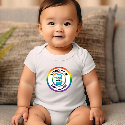 Dairy Allergy Rainbow Logo Short Sleeve Onesie