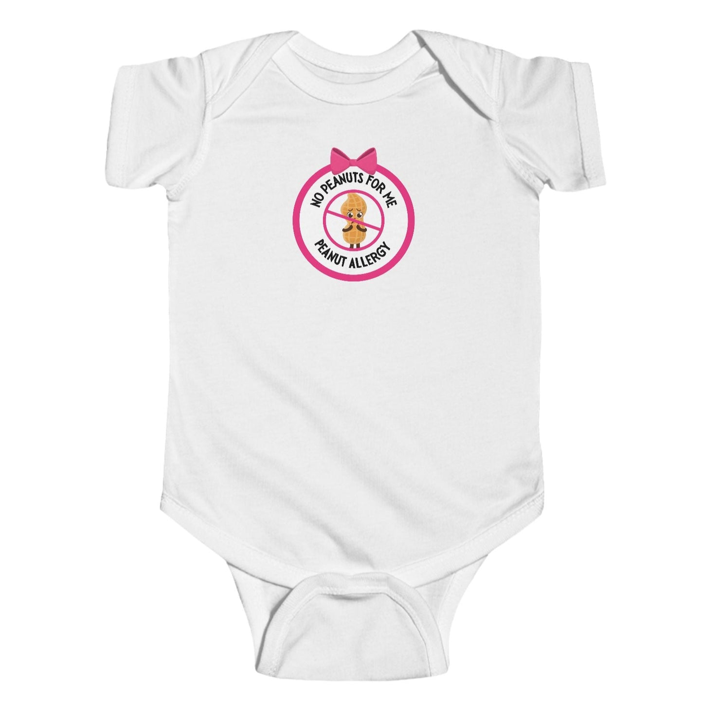 Peanut Allergy Pink Logo Short Sleeve Onesie