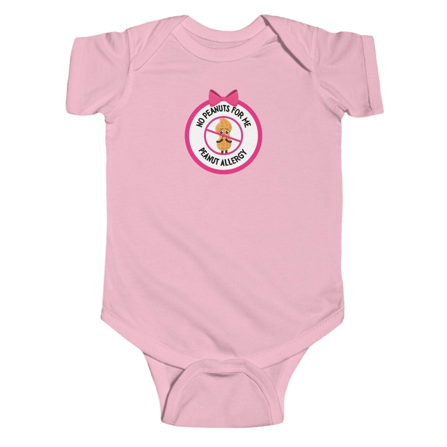 Peanut Allergy Pink Logo Short Sleeve Onesie