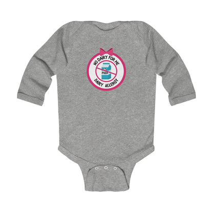 Dairy Allergy Pink Logo Long Sleeve Onesie