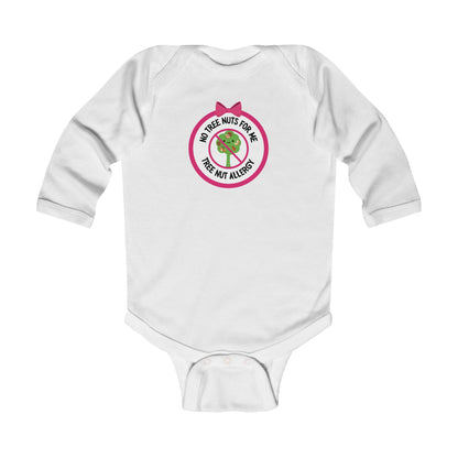 Tree Nut Allergy Pink Logo Long Sleeve Onesie