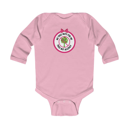 Tree Nut Allergy Pink Logo Long Sleeve Onesie