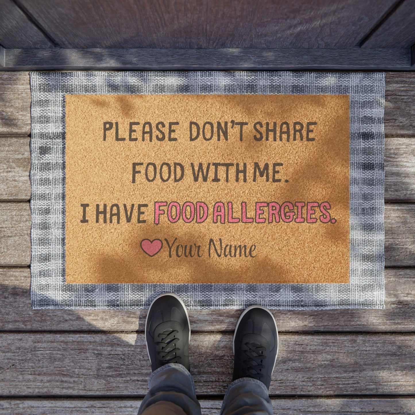 Pink Food Allergies Doormat
