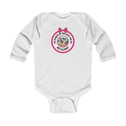 Nut Allergy Pink Logo Long Sleeve Onesie