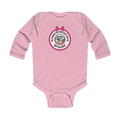 Nut Allergy Pink Logo Long Sleeve Onesie