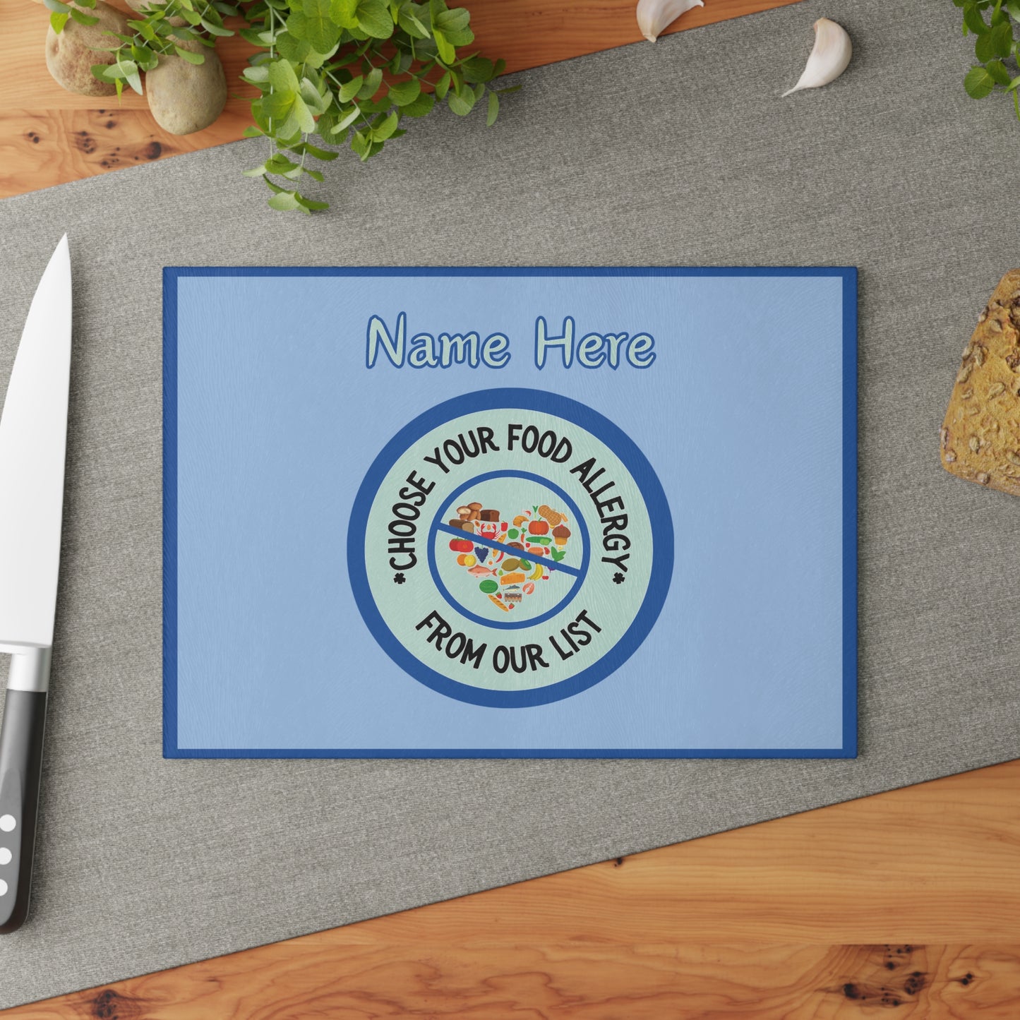 Food Allergy Glass Cutting Board