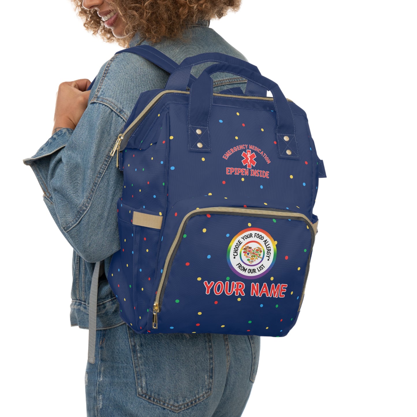 Blue Polka Dot Diaper Backpack