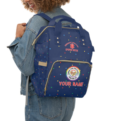 Blue Polka Dot Diaper Backpack