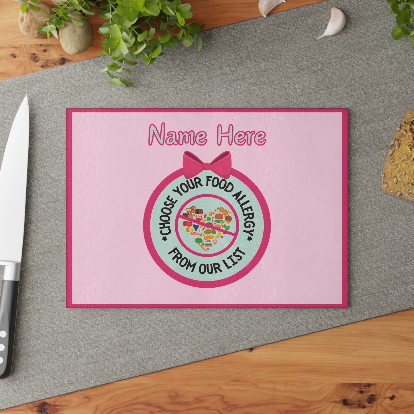 Food Allergy Glass Cutting Board