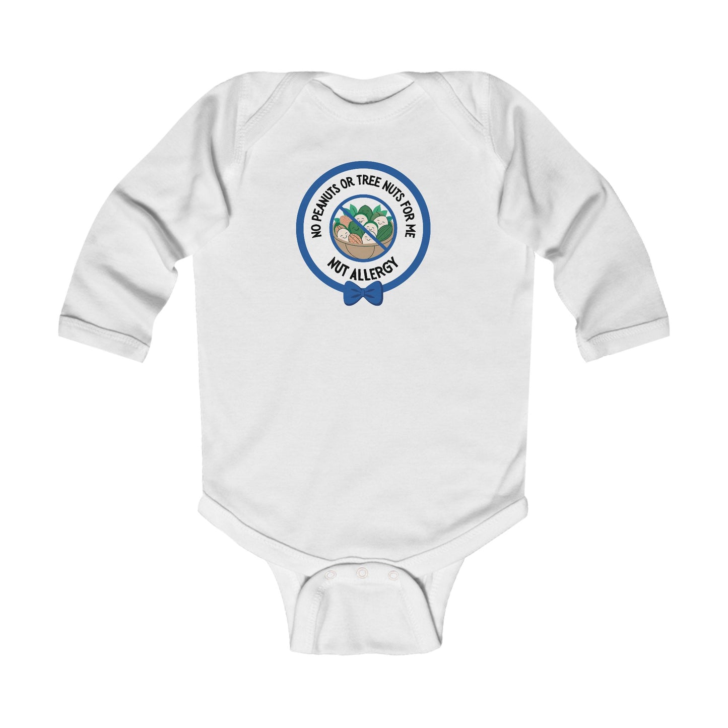 Nut Allergy Blue Logo Long Sleeve Onesie