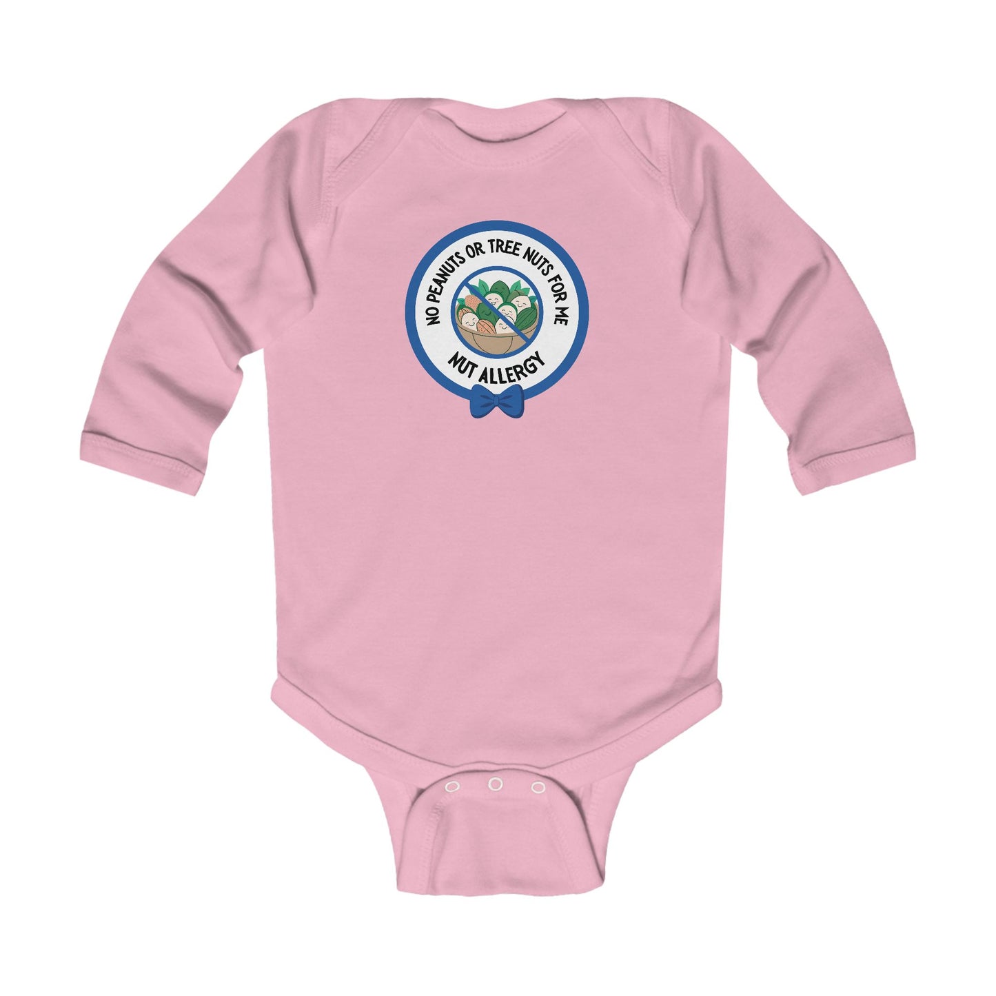 Nut Allergy Blue Logo Long Sleeve Onesie