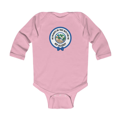 Nut Allergy Blue Logo Long Sleeve Onesie
