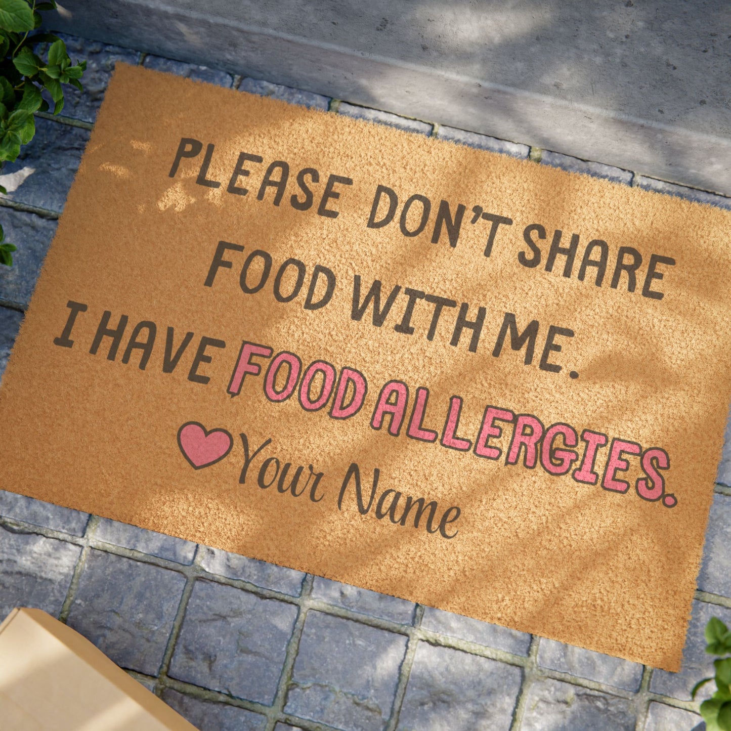 Pink Food Allergies Doormat