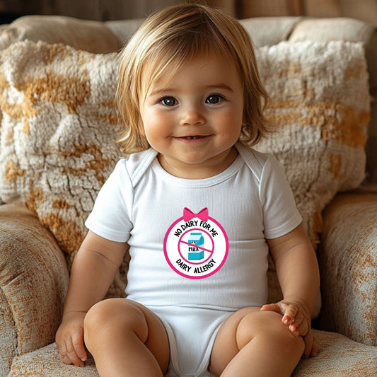 Dairy Allergy Pink Logo Short Sleeve Onesie