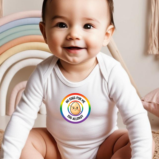 Egg Allergy Rainbow Logo Long Sleeve Onesie