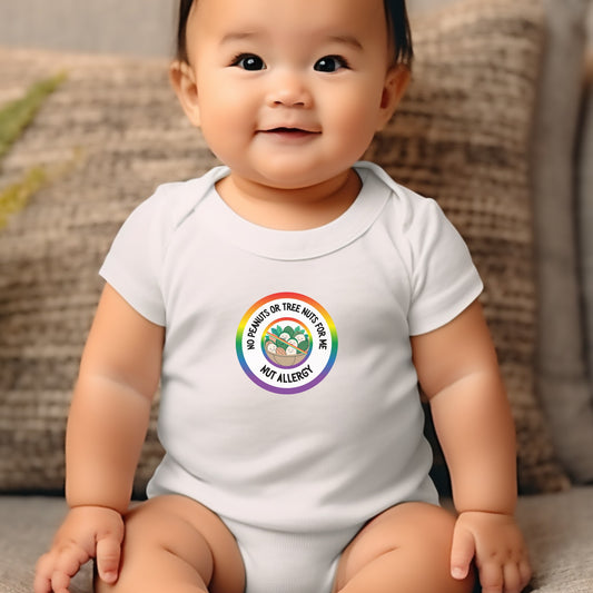 Nut Allergy Rainbow Logo Short Sleeve Onesie