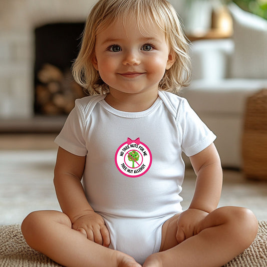 Tree Nut Allergy Pink Logo Short Sleeve Onesie