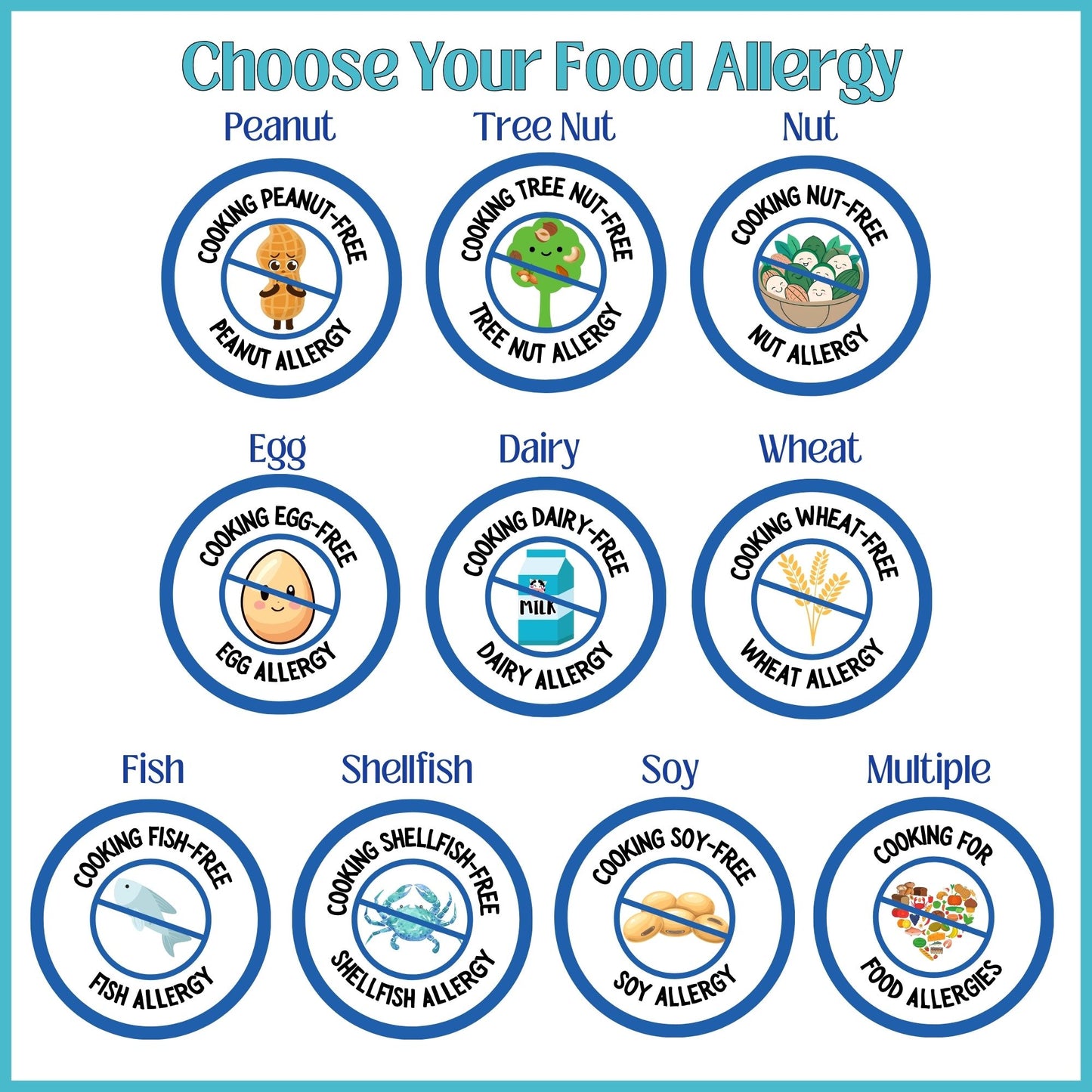 Food Allergy Glass Cutting Board