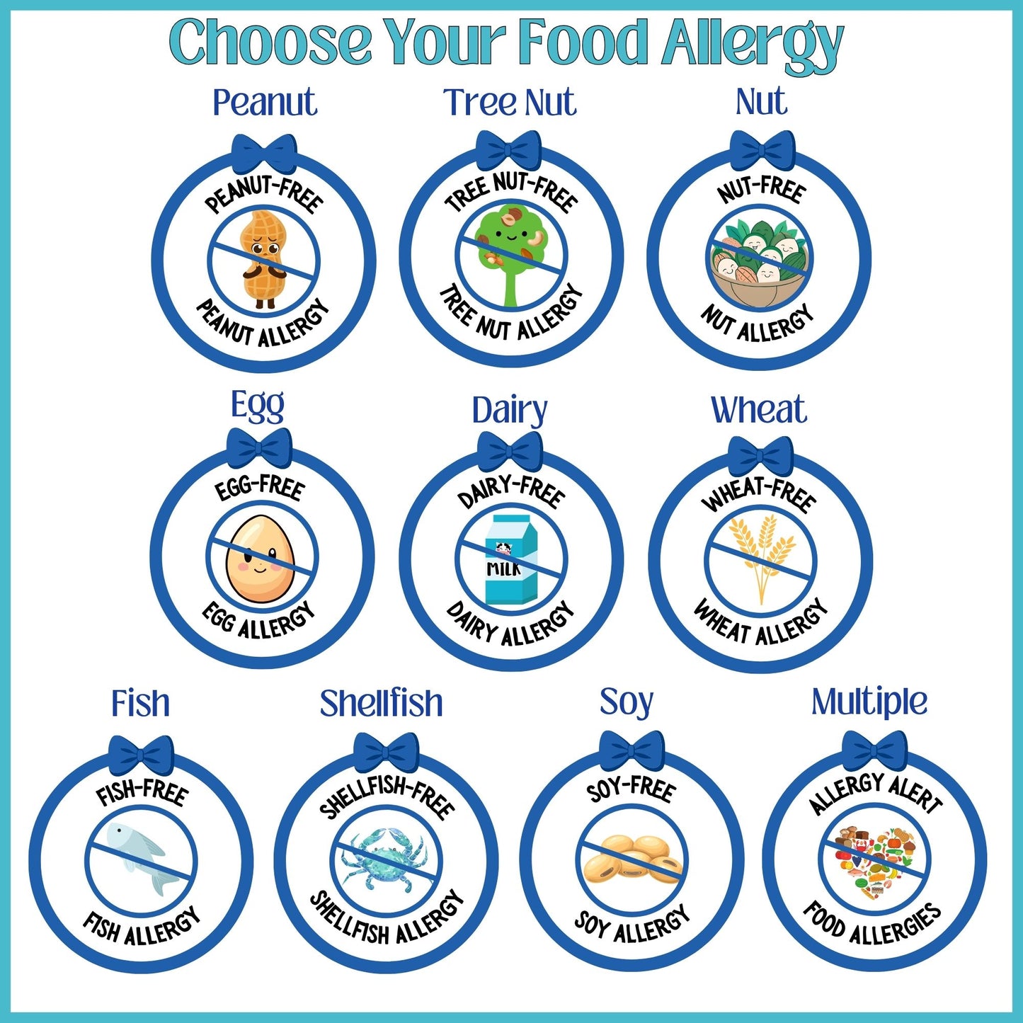 Blue Floral Food Allergy Lunchbox