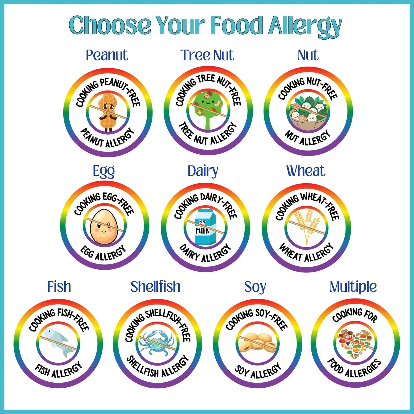 Food Allergy Glass Cutting Board