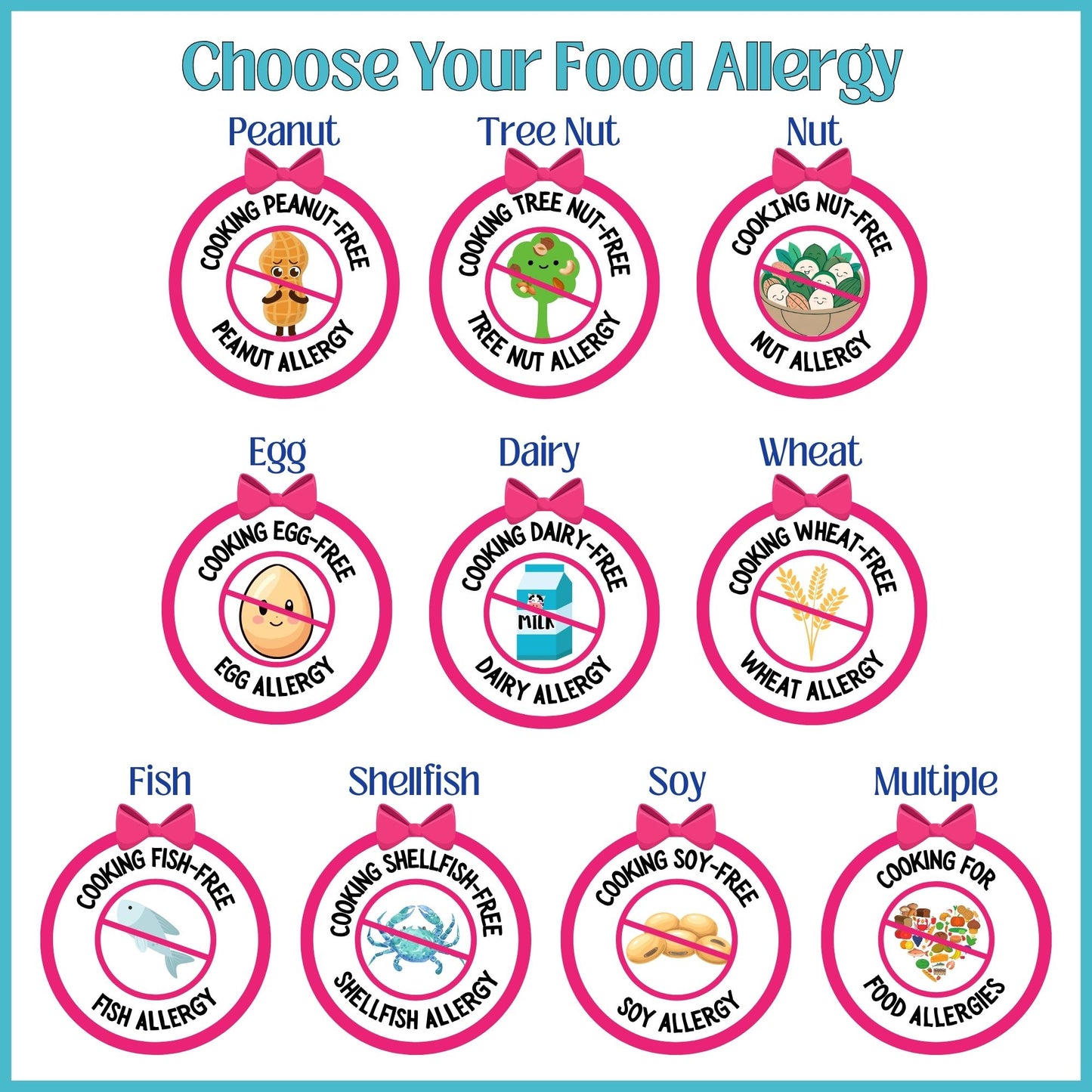 Food Allergy Glass Cutting Board