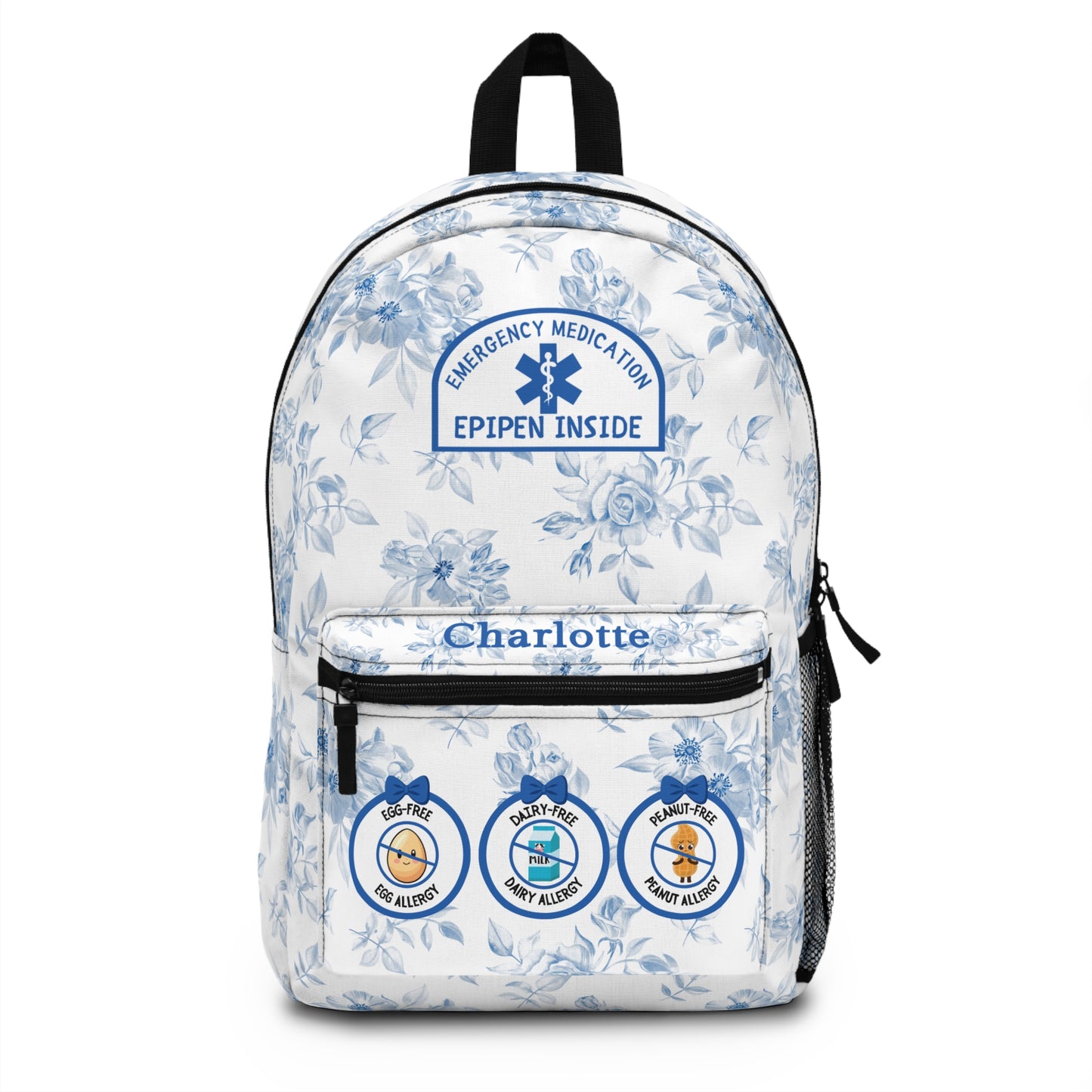 Blue Floral Food Allergy Backpack