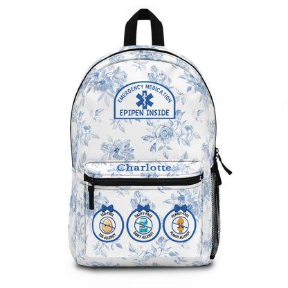 Blue Floral Food Allergy Backpack