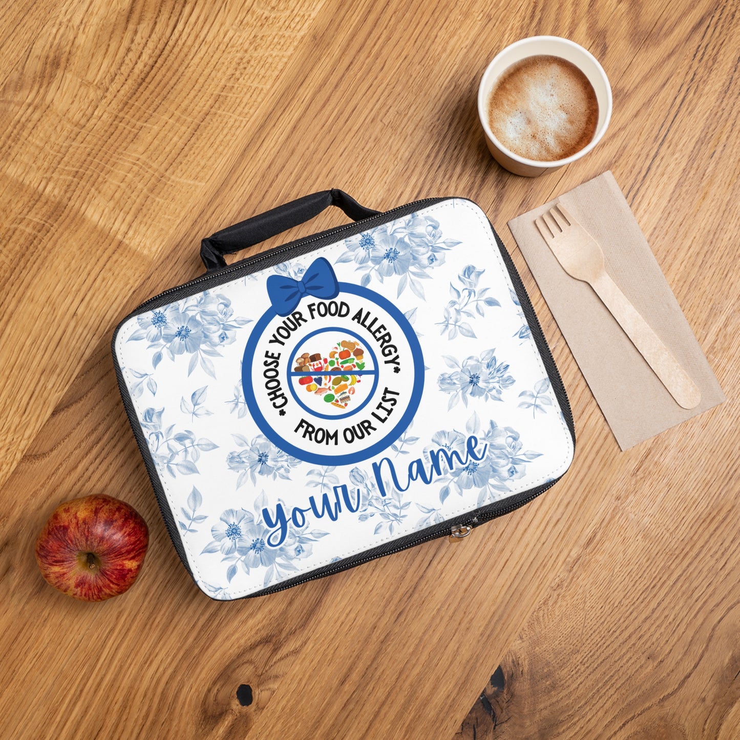 Blue Floral Food Allergy Lunchbox