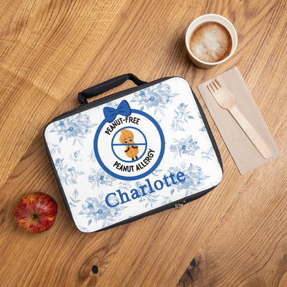 Blue Floral Food Allergy Lunchbox